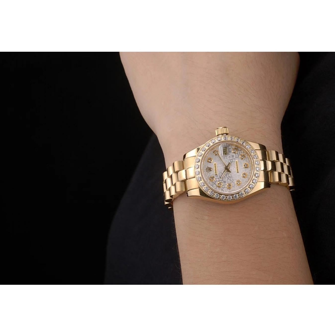 Aaa fake watches Plated Diamond Plated Steel Stainless 98076 Rolex 18k Yellow Gold Datejust 0602